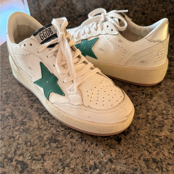 Golden Goose White and Green Star Sneakers - Picture 6 of 10